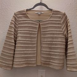 Beige Cropped Bolero Jacket Shrug Size Large