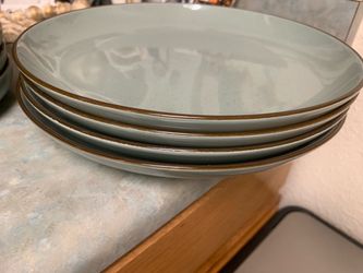 Over and back teal plate set