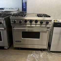VIKING 36”WIDE DUAL FUEL RANGE STOVE STAINLESS STEEL