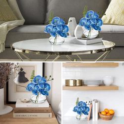 Small Phalaenopsis Blue Orchid flower In Clear Glass Vase (1) Simple, But Pretty!