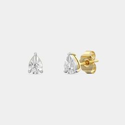 Gilded .05 Cttw Diamond Stud Earrings 14KT Gold new
