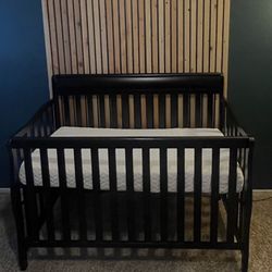Black Crib and Mattress