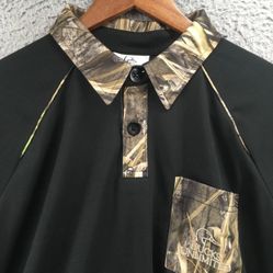 Ducks Unlimited XXL Black Short Sleeve Polo shirt  Camo pocket NEW