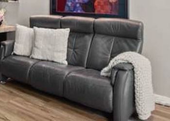 Dark Gray Leather 3-Seat Sofa