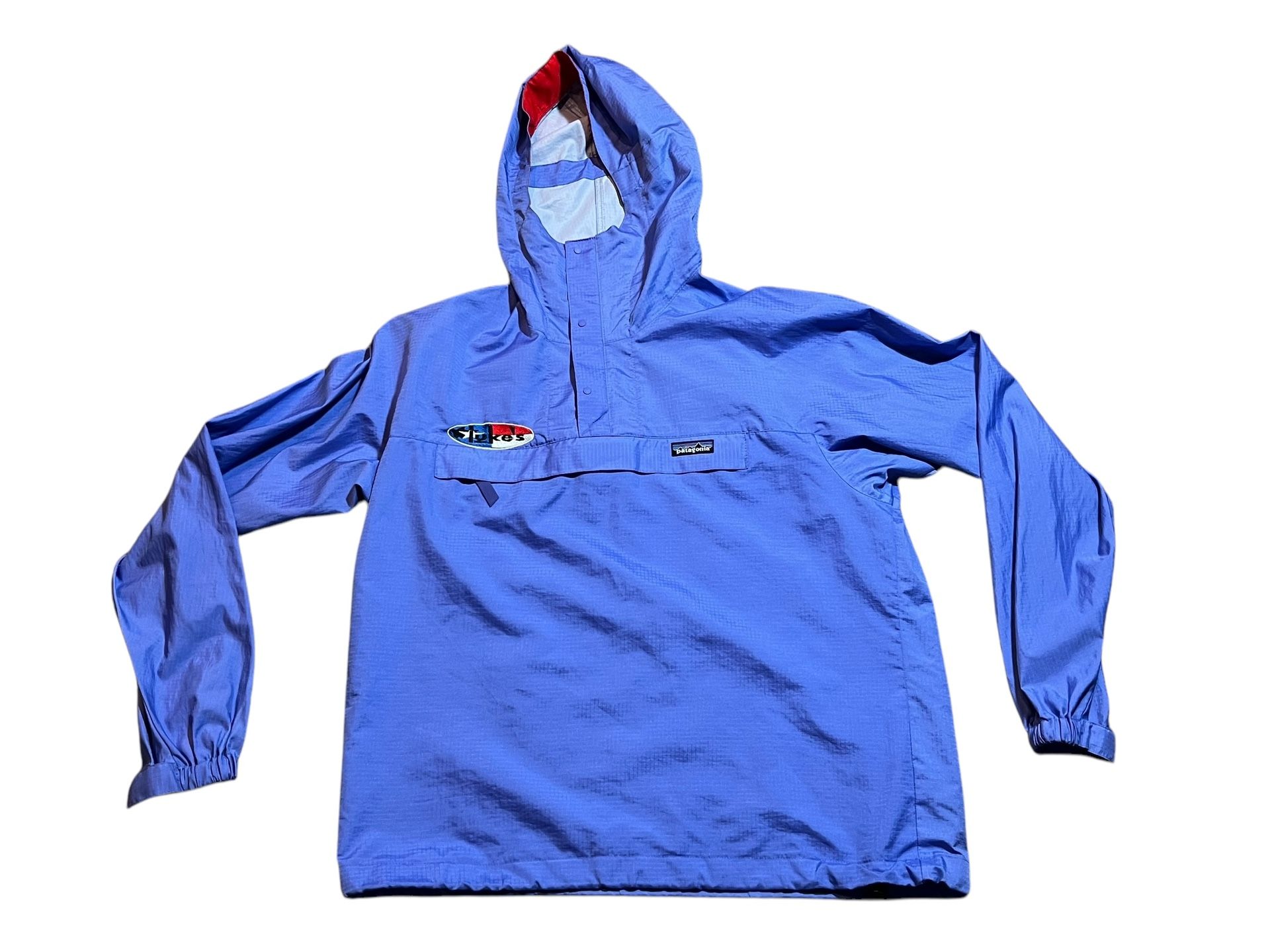 Vtg Patagonia Mens Anorak Snap T Windbreaker Lightweight Blue Jacket - Medium