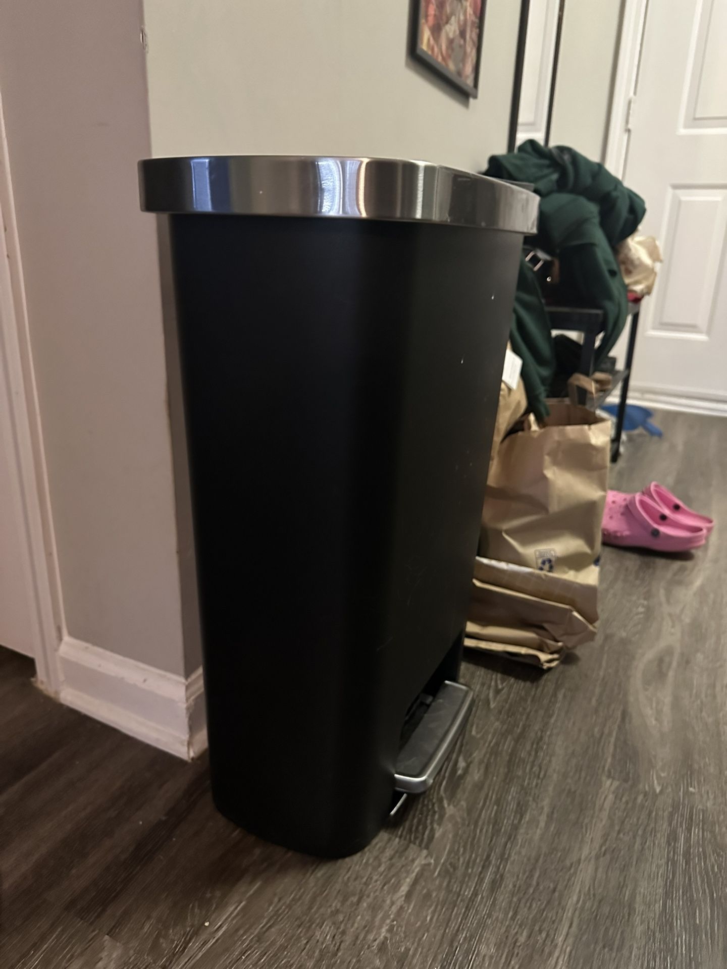 Black trash can 
