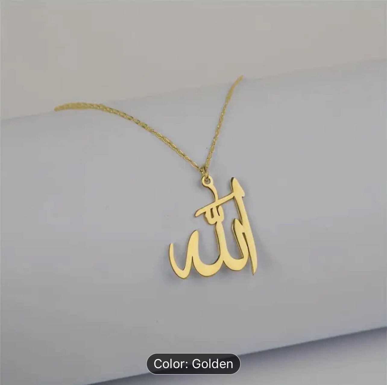 18k Gold Heart Shape Pendant Allah Necklace