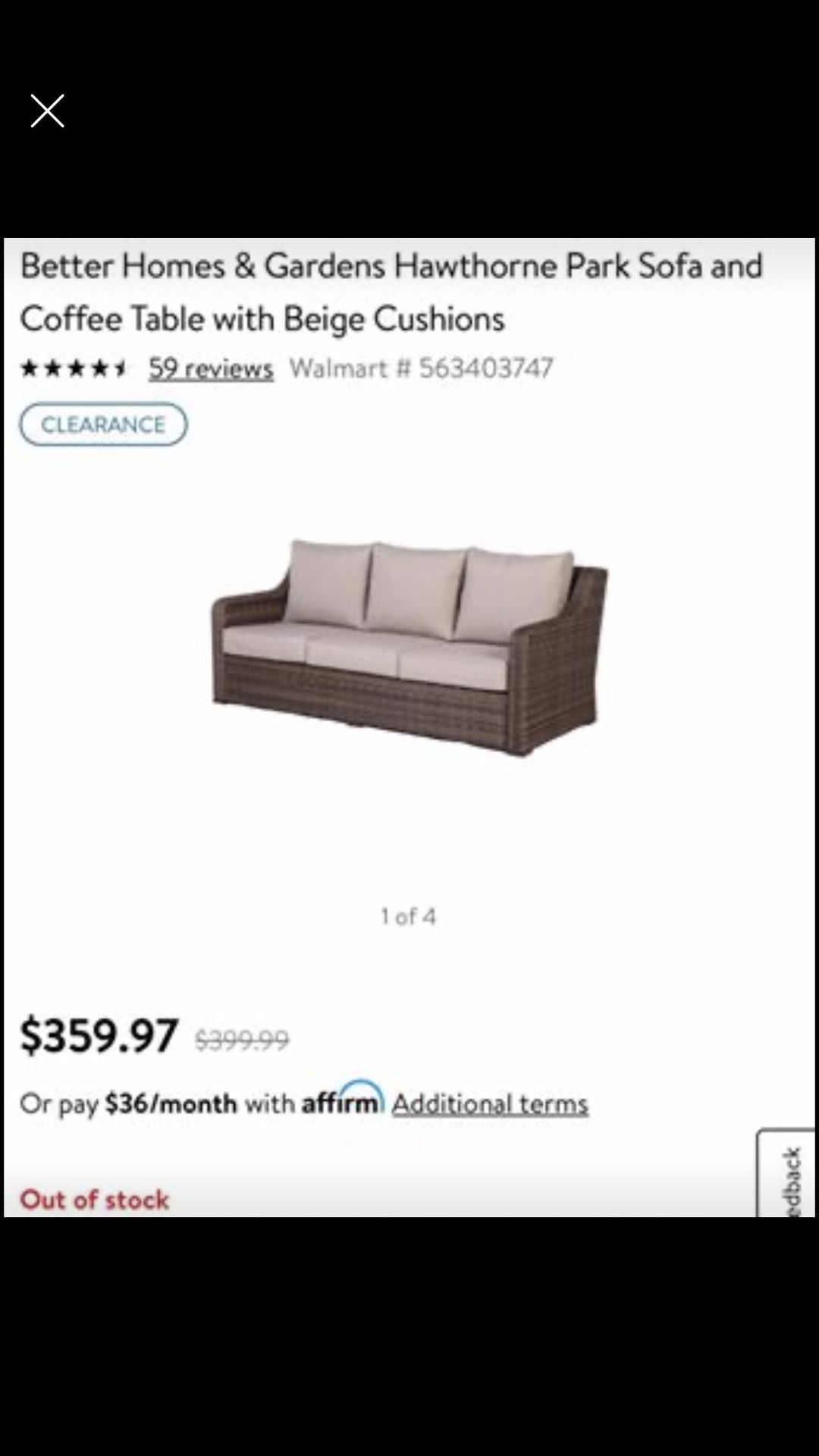 Better Homes and Gardens Hawthorne Park Sofa and Coffee Table, $300!