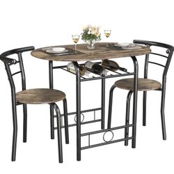 Jummico 3 piece Wooden Round Table & Chair Set