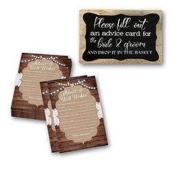 70 Advice Cards and Custom Hand-painted sign for Wedding