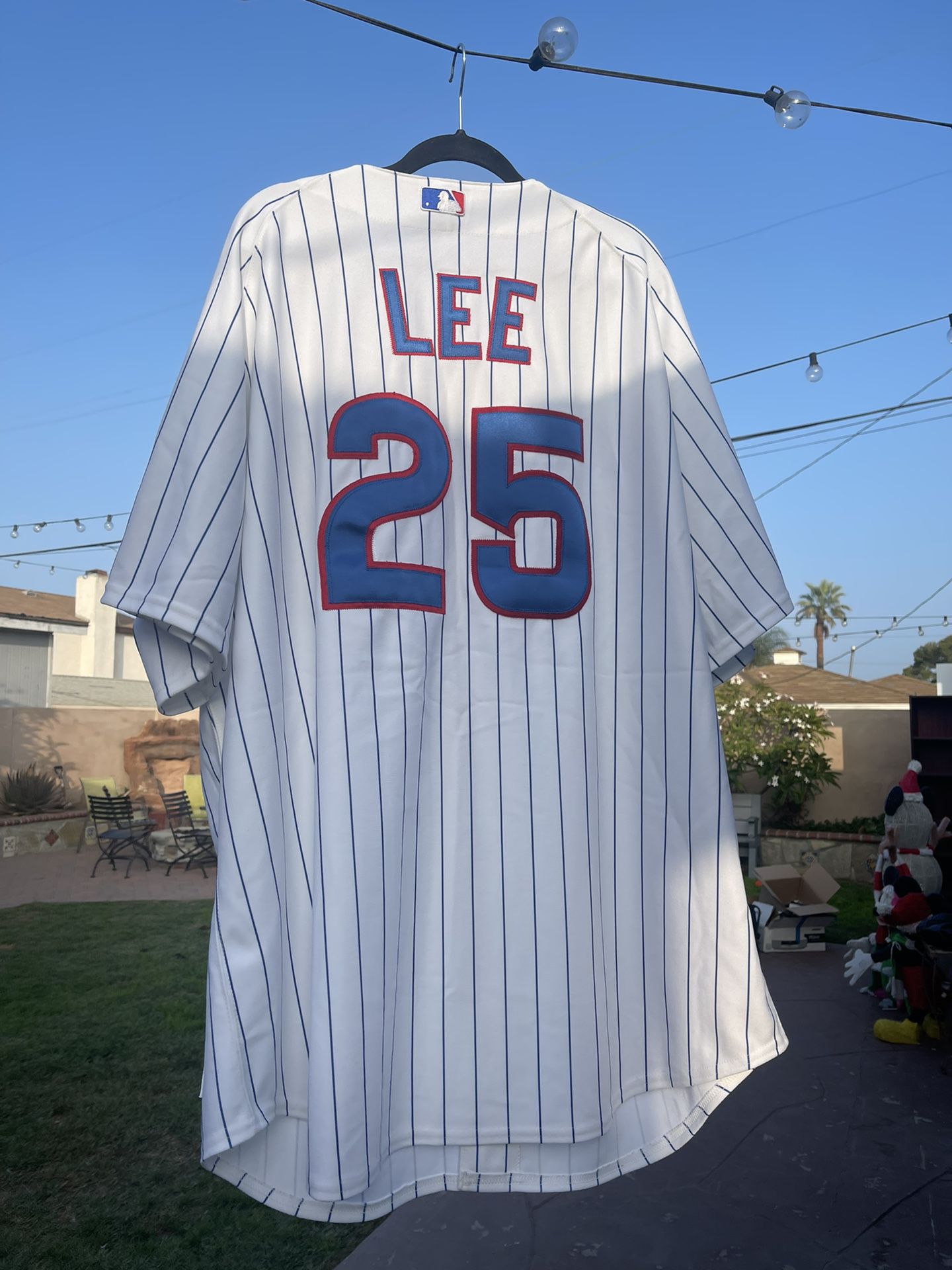 Derrek Lee #25 Chicago Cubs Pinstripe Home Jersey 