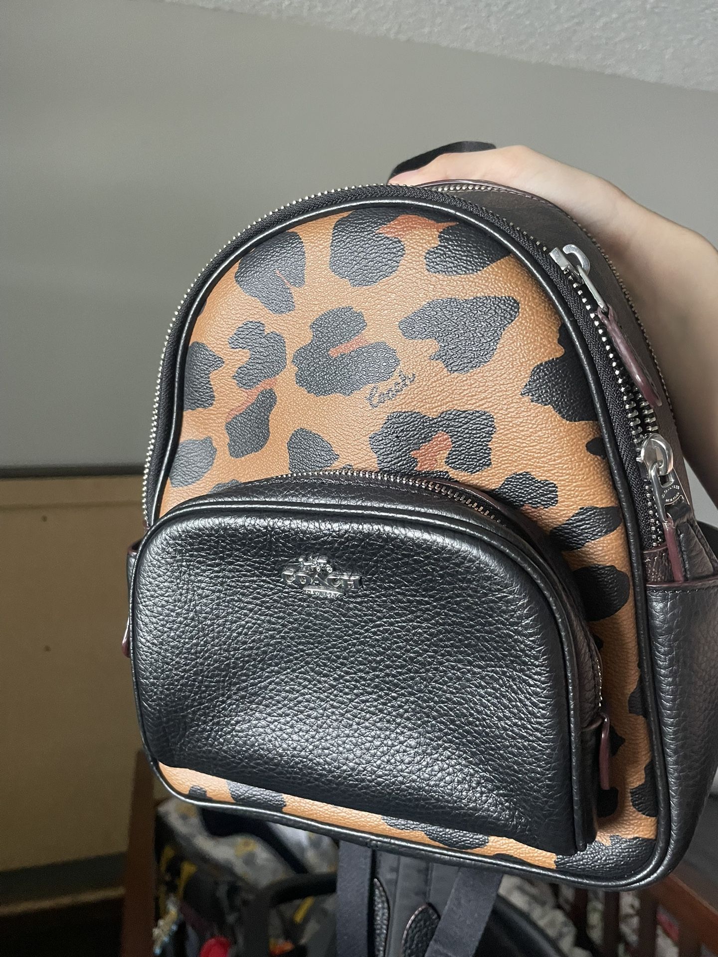 COACH Women's Mini Court Backpack In Signature Leather Leopard Print