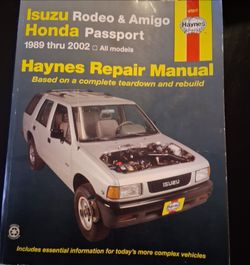Haynes repair manual for Isuzu Rodeo, Amigo, and Honda Passport models from 1989 through 2002