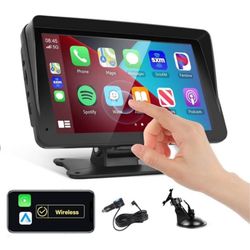 Portable Car Stereo Wireless Carplay Android Auto, 7 Inch Touch Screen Car Radio with Bluetooth Hands