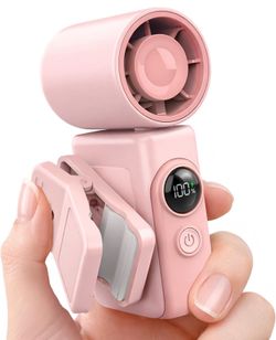 Clip-On Portable Fan, 13500 RPM High-Speed Rechargeable Handheld Mini Fan, LED Display, 360° Rotating Detachable Clip, Stroller Fan for Baby, Travel E