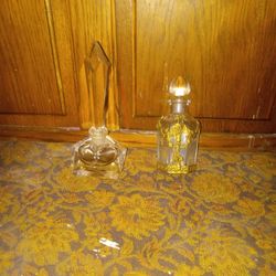 2 Antique Perfume Bottles. One Crystal One Glass ..Both bottles For The Price 