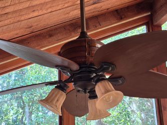 Tropical Palm Leaf Ceiling Fan with Light Kit – Excellent Condition