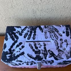 Hand-Painted Lockable Wooden Storage Box. Donation Box. Art Box. Keepsake Chest