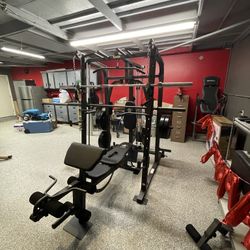 Vesta Fitness Smith Machine 1001 w/Bench Attachment | 245lb Cast Iron Olympic Weights | 7ft Olympic Bar | Fitness | Gym Equipment | FREE DELIVERY 🚚 