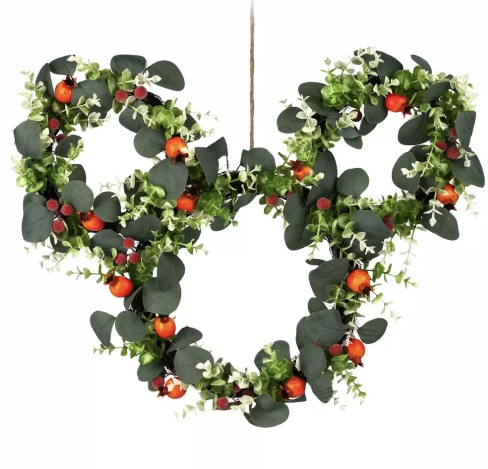 Disney Parks Mickey Mouse Icon Floral Door Wreath