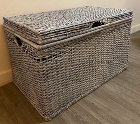 Gray wicker chest