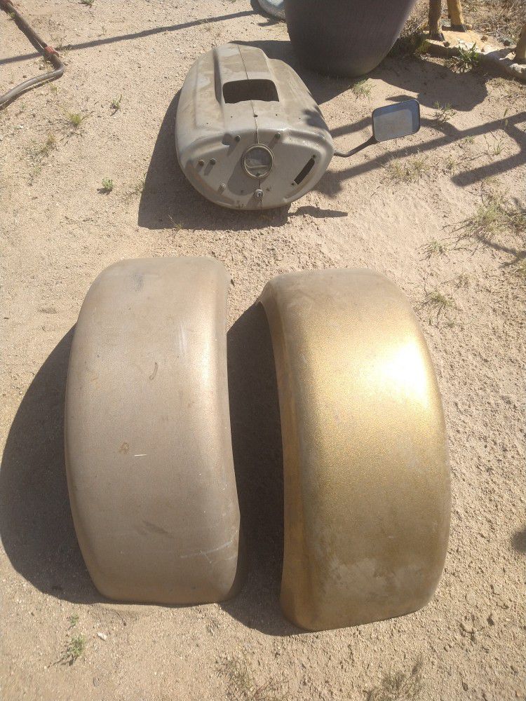 Two Fiberglass Fenders And  Trike Front Piece 