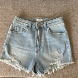  Light wash denim shorts