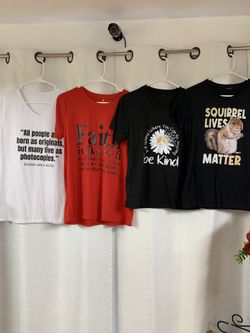 1 V Neck Sleeveless Top, And 3 T-shirts With Messages 