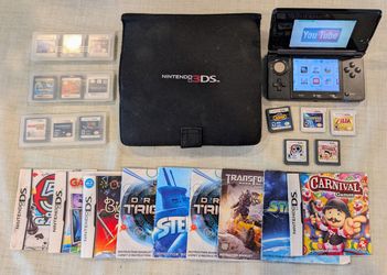Nintendo 3DS  Cosmo Black Console Lot 14 Game Bundle Tested Working Japan W/Pen