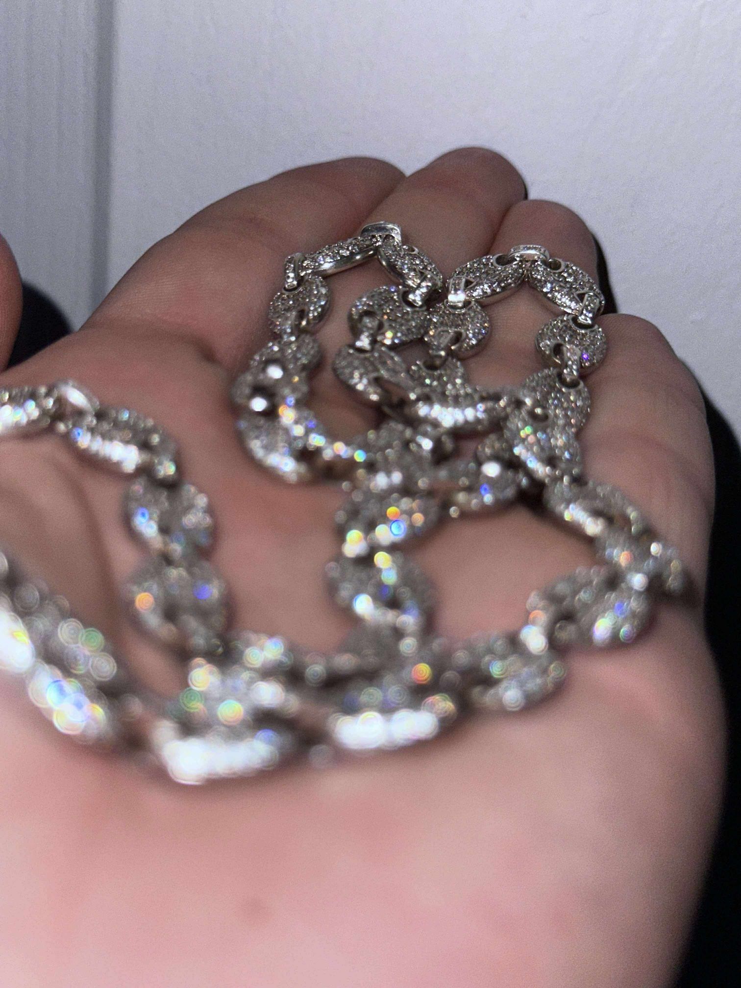 Iced Out Chain Moissanite - 925 Silver - 8mm - 18 inches 