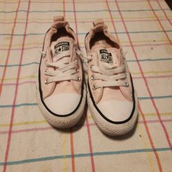 Girls Pink White Pin Stripe Converse