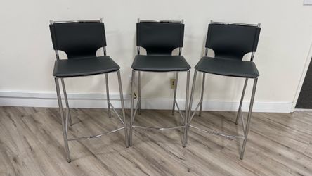 Set of 3 New counter stools in grey,