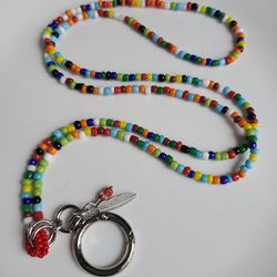 Beaded Lanyard Badge Holder Key Necklace