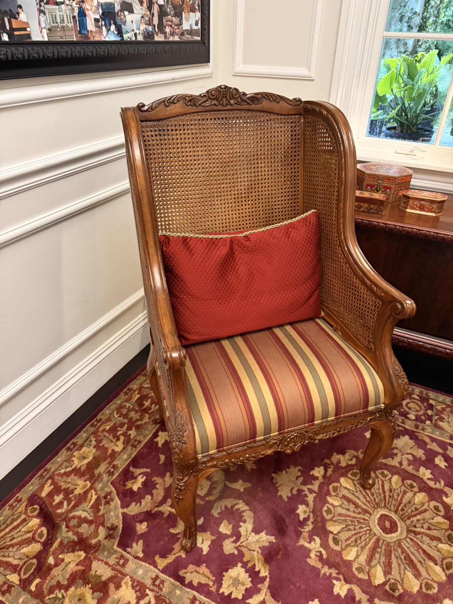 Pair Of Cane Wing Back Chairs