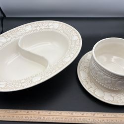 Antigua Metlox Vernonware Platter, Gravy & Serving Dish Divided 