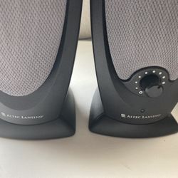 ALTEC Lansing Two-Piece Stereo Amplified Speaker Multimedia System with Power Cord for TV, Computer, and Laptop.