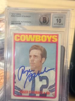 1972 Topps Roger Staubach #200 Signed Card BGS 10