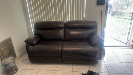 Leather sofa and table