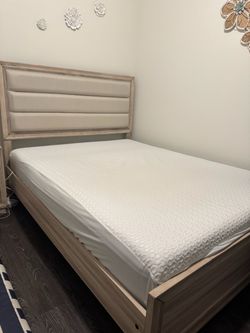 Queen Bed Frame with mattress and Night stable