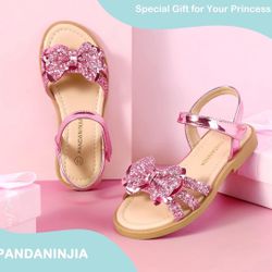 Sandals Open Toe Princess Bow Girls Flats Size 2