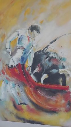 Bull Fighter Canvas Painting 3ftx4ft or 36"x48"