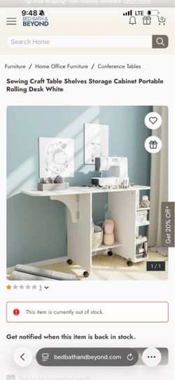 Sewing craft table portable rolling desk