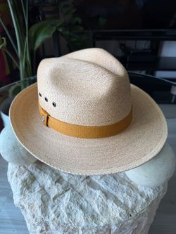 Mexico Giveaways Unisex Handmade Natural Palm Fedora Style Hat Size L Structured