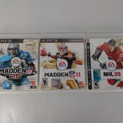 MADDEN 11 MADDEN 25 NHL 09 PS3 Playstation 3 Video Games Lot of 3