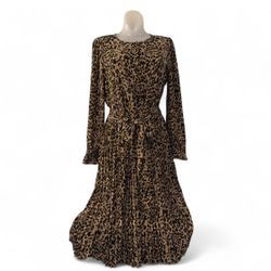 J. Crew Leopard Animal Print Long Sleeve Dress