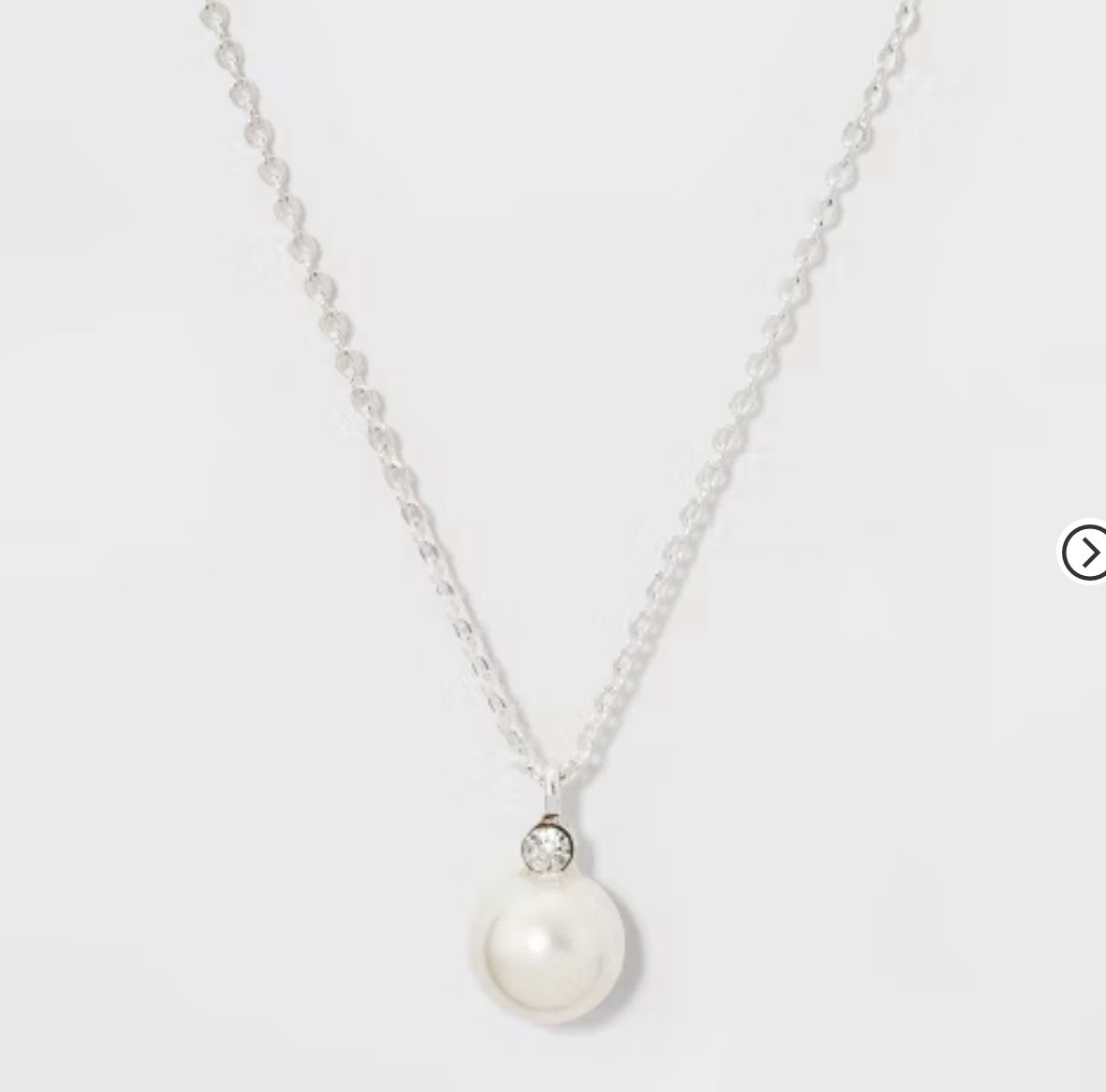 Pearl and Rhinestone Pendant Necklace