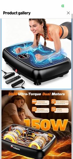 Vibration Plate Exercise Machine, EvoSpark Dual Motor Vibrating Plate for Lymphatic Drainage Weight Loss 450 Lbs Capacity, 120 Levels Full Body Workou