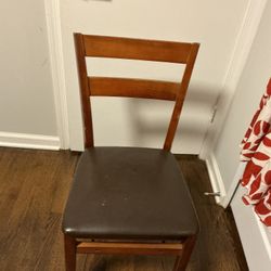 A Very Good Old, Good Quality Wooden With Leather Folding Chair 