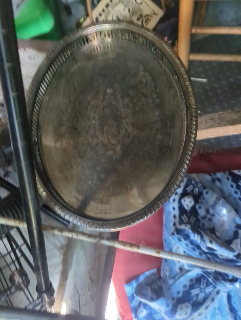 Silver Plated Serving Tray Vintage