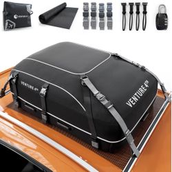 VENTURE 4TH Car Rooftop Cargo Carrier – 21 Cubic Feet Soft-Shell Waterproof Roof Bag with 10 Heavy-Duty Compression & Tie-Down Straps, Anti-Slip Mat &